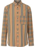 Burberry Classic Fit Patchwork Cotton Poplin Shirt - Neutrals