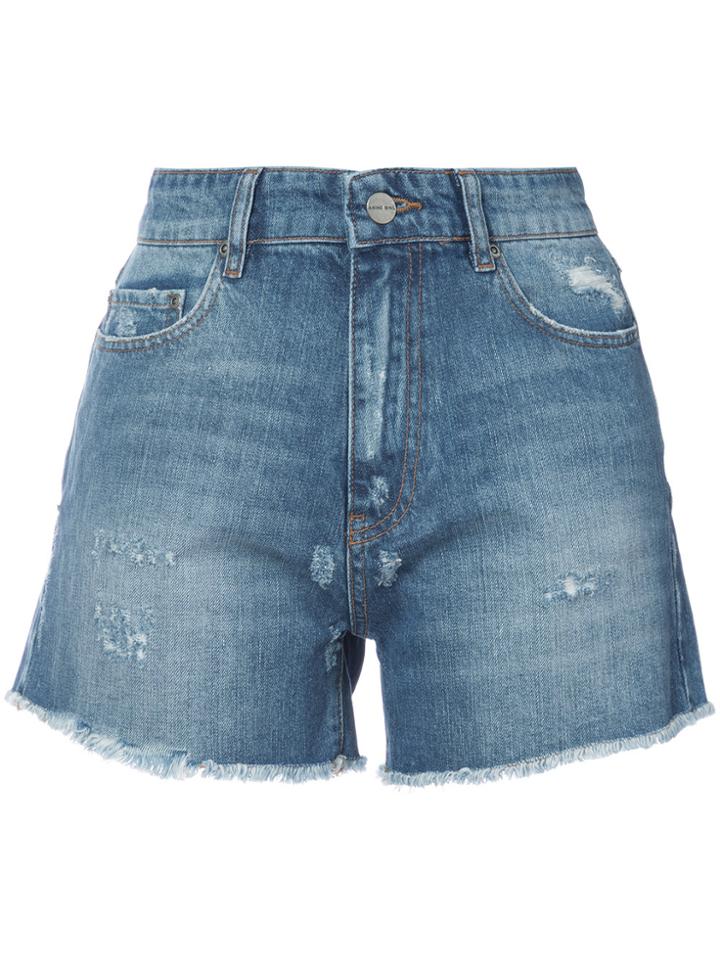 Anine Bing High Waisted Denim Shorts - Blue