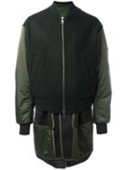 Juun.j Colour Block Coat, Men's, Size: 48, Green, Nylon/polyester/wool