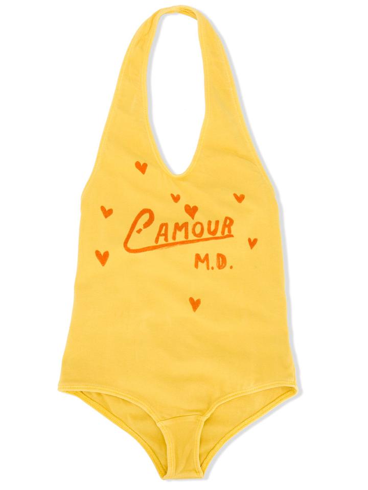 The Animals Observatory - Halterneck Printed Swimsuit - Kids - Cotton/spandex/elastane - 4 Yrs, Yellow/orange