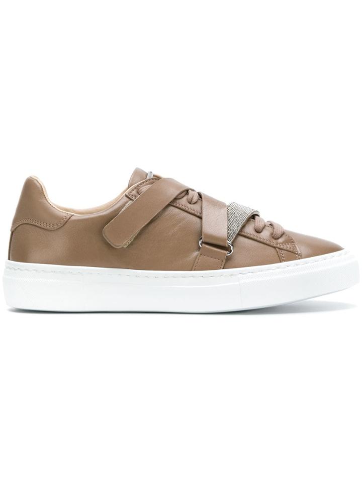Fabiana Filippi Embellished Touch Strap Sneakers - Brown