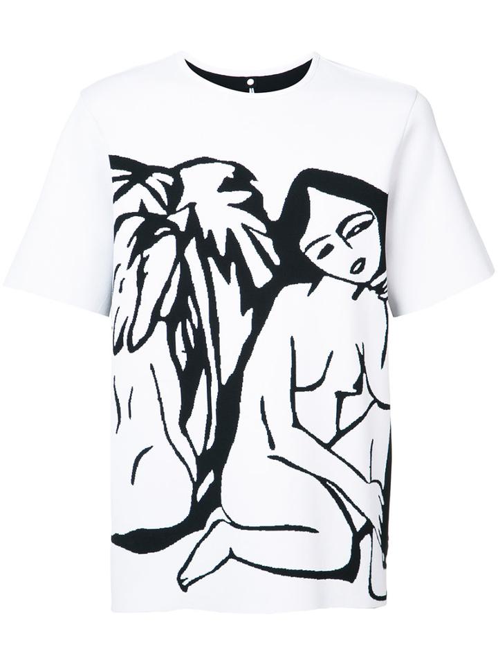 Oamc - All-over Print T-shirt - Men - Nylon/polyester/polyurethane/viscose - S, White, Nylon/polyester/polyurethane/viscose