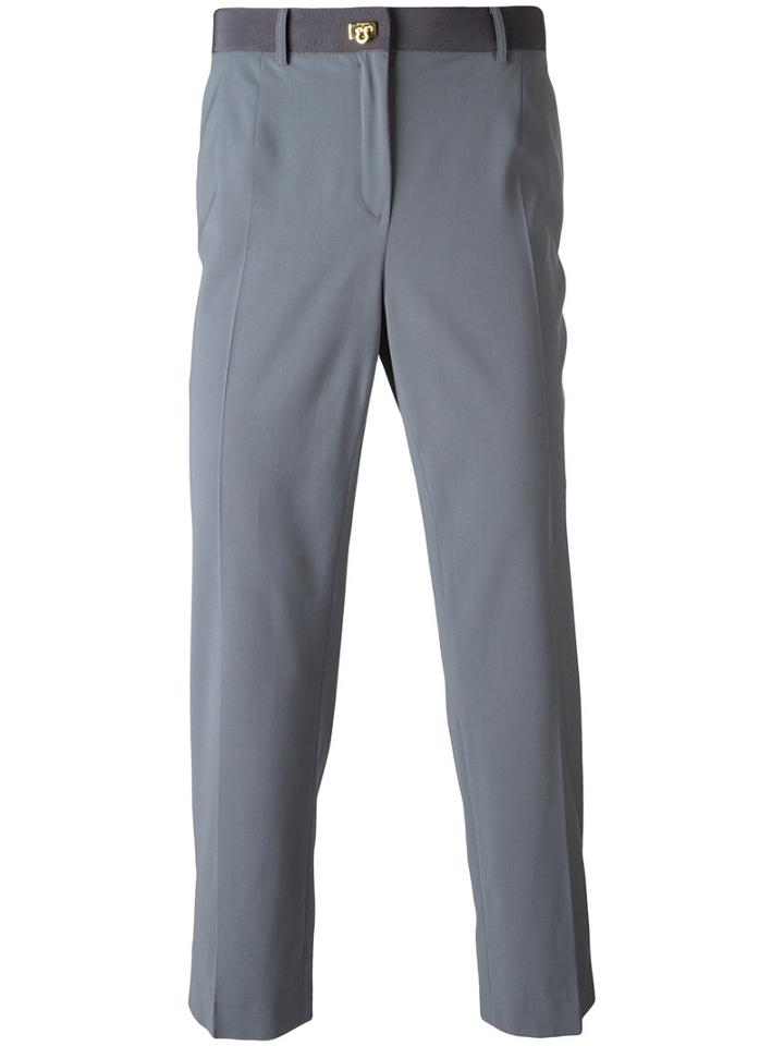 Salvatore Ferragamo Classic Tailored Trousers, Women's, Size: 44, Grey, Viscose/virgin Wool/spandex/elastane