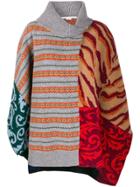 Stella Mccartney Multi-pattern Knitted Poncho - Grey