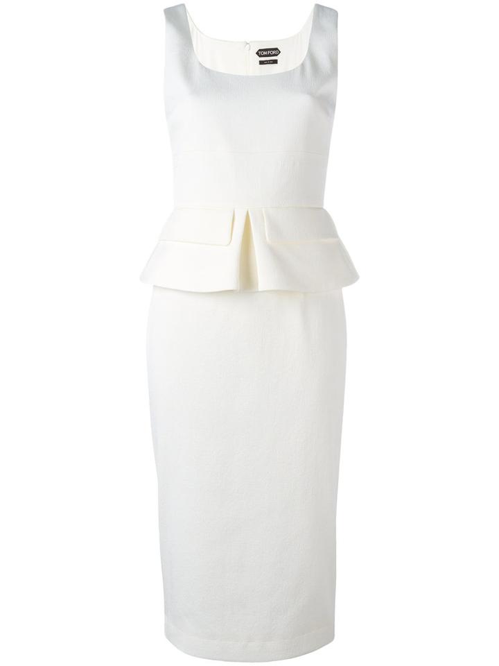 Tom Ford Fitted Dress, Women's, Size: 42, White, Cotton/spandex/elastane/viscose/spandex/elastane