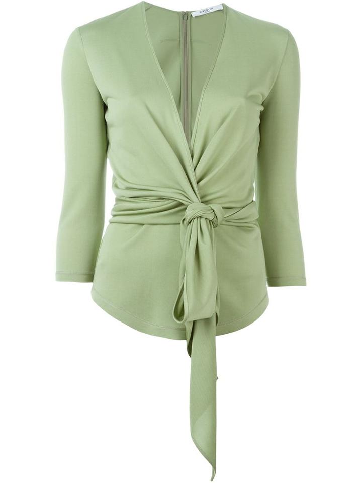 Givenchy Tie Fastening Blouse, Women's, Size: 40, Green, Viscose/acetate/silk