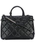 Burberry 'banner' Quilted Tote Bag, Women's, Black, Lamb Skin/cotton