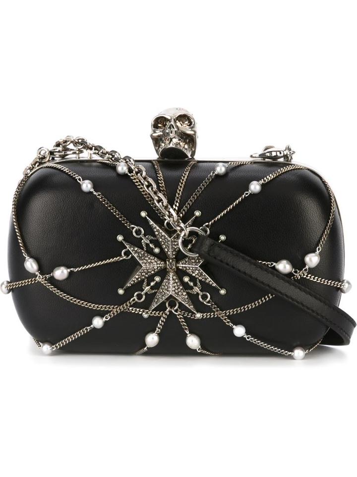Alexander Mcqueen 'skull' Chains And Charms Box Clutch