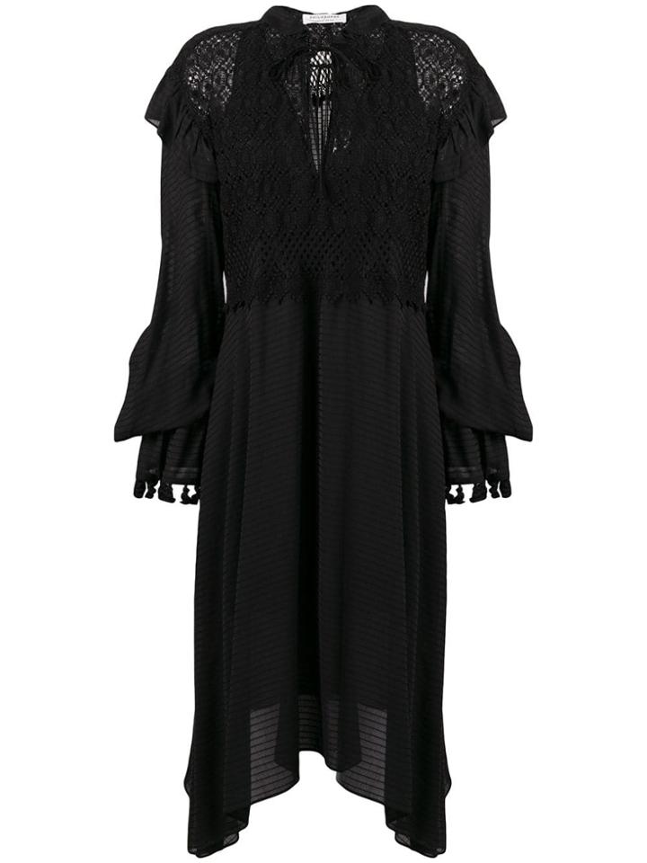 Philosophy Di Lorenzo Serafini Embroidered Ruffle Dress - Black