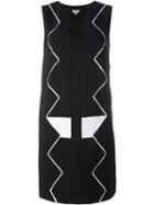 Kenzo Zig Zag Embroidered Dress, Women's, Size: 36, Black, Polyester
