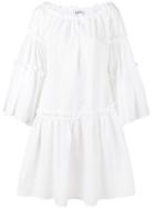 Msgm Seersucker Long Sleeve Dress - White