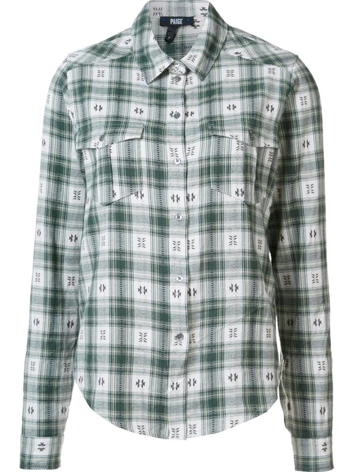 Paige Checked Shirt, Women's, Size: Small, Green, Cotton
