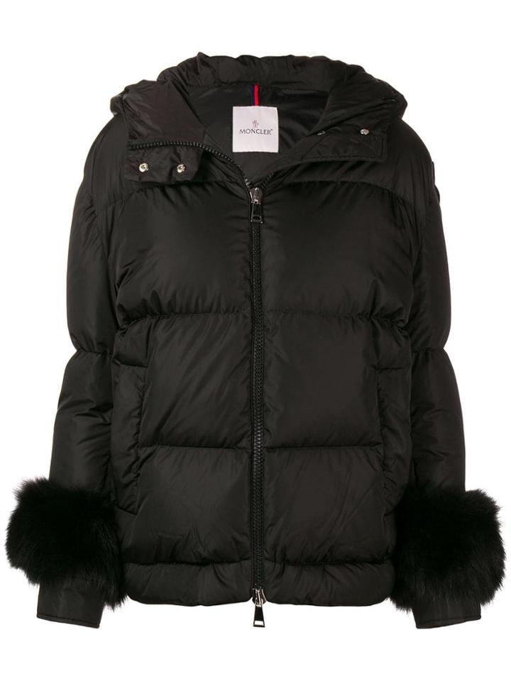 Moncler Fur-trim Padded Jacket - Black