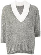 Sacai Chunky Knit V-neck Sweater - Metallic