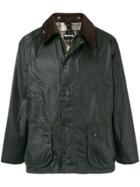 Barbour Contrast Collar Waxed Coat - Green