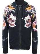 Just Cavalli Chinese Dragon Print Hoodie, Men's, Size: L, Black, Cotton