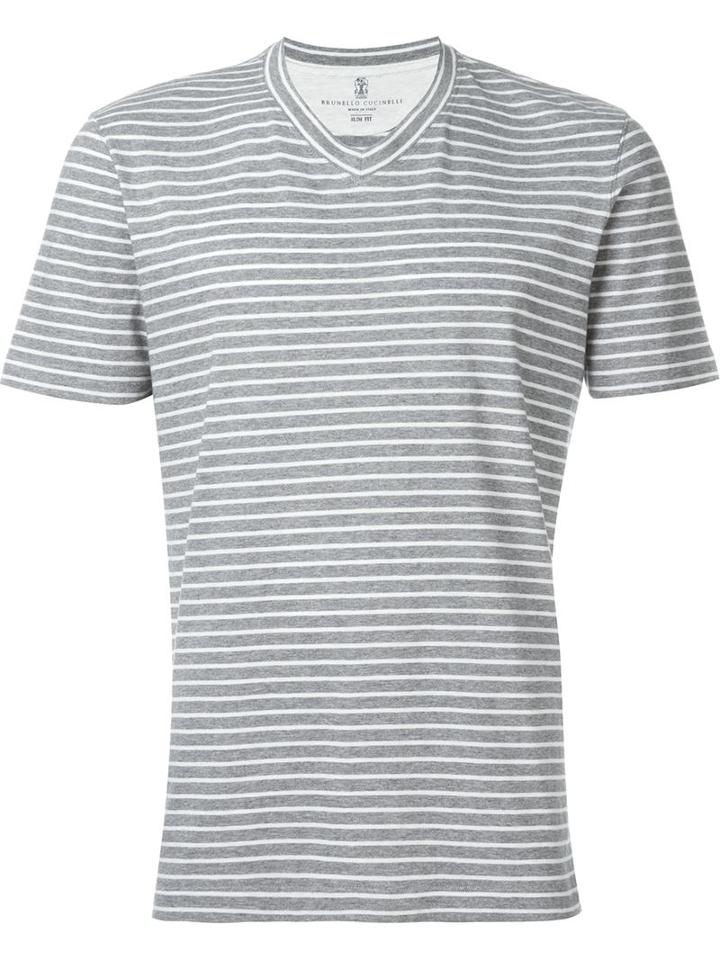 Brunello Cucinelli Striped V-neck T-shirt