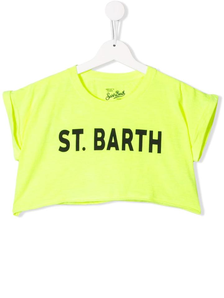 Mc2 Saint Barth Kids Logo Cropped T-shirt - Yellow