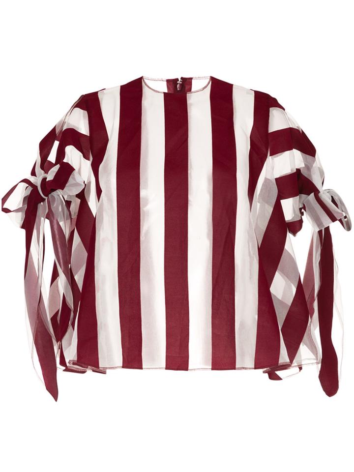 G.v.g.v. Striped Tied Open Sleeve Blouse - Red