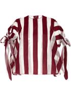 G.v.g.v. Striped Tied Open Sleeve Blouse - Red