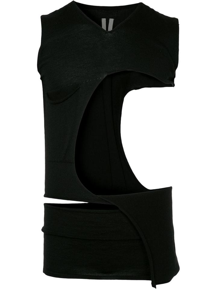 Rick Owens Sleeveless Shreded Top - Black