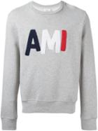 Ami Alexandre Mattiussi Logo Appliqué Sweatshirt, Men's, Size: S, Grey, Cotton