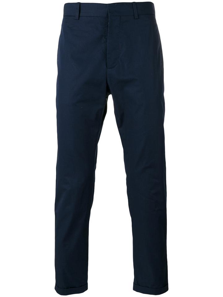 Marni - Slim Fit Cropped Chinos - Men - Cotton - 50, Blue, Cotton