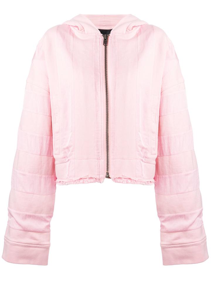 Haider Ackermann Elongated Sleeves Zipped Hoodie, Women's, Size: Small, Pink/purple, Cotton/spandex/elastane/rayon