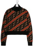 Fendi Kids Teen Ff Logo Intarsia Sweater - Brown