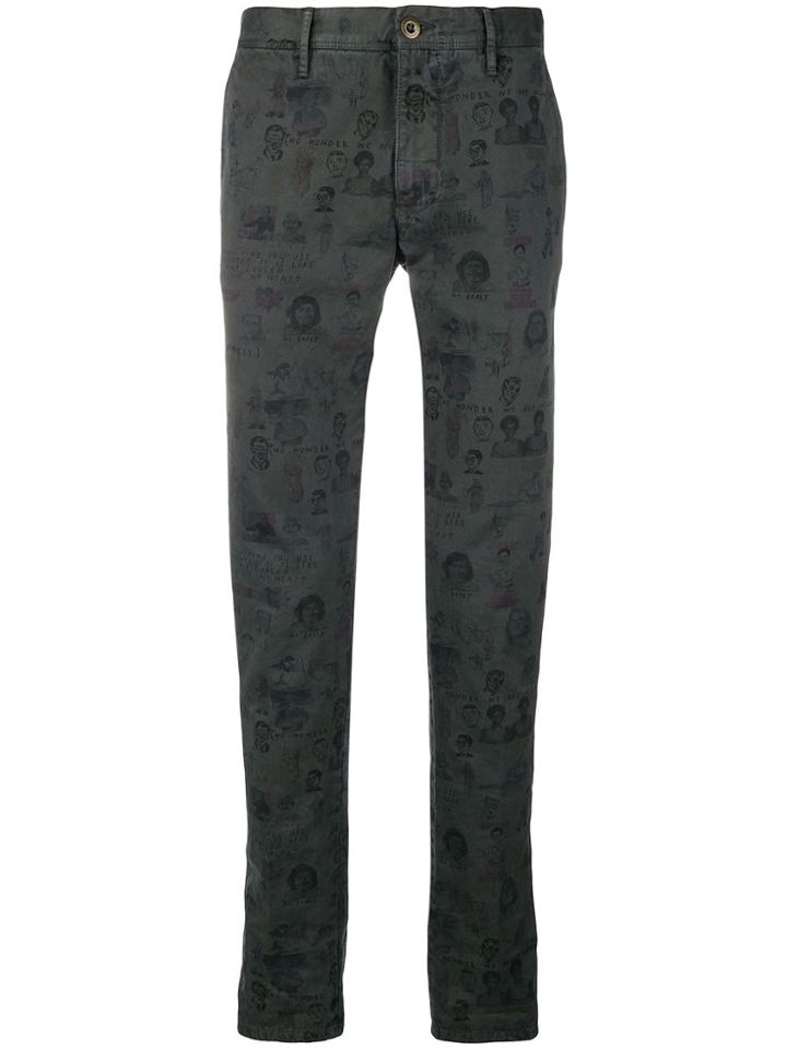 Incotex Printed Chino Trousers - Grey