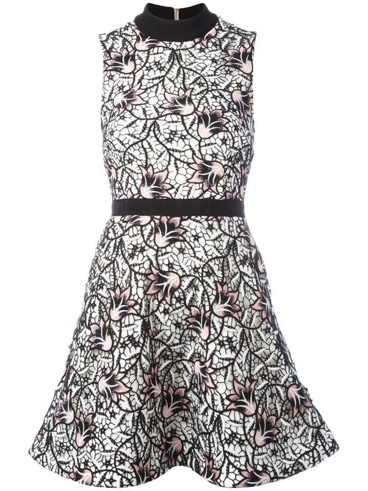 Self-portrait Floral Layered Flared Dress - Multicolour