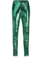 Laneus Embellished Sequin Trousers - Green