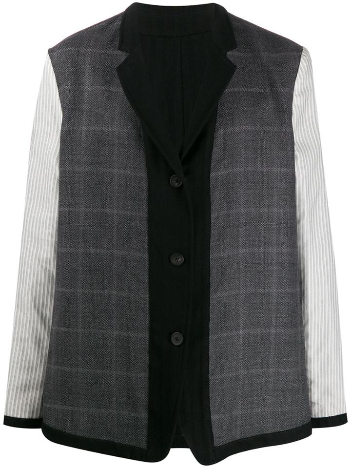 Ann Demeulemeester Mixed Pattern Panelled Jacket - Black