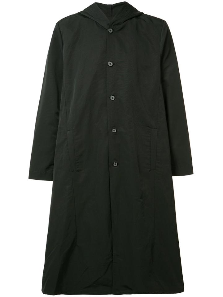 Private Stock Buttoned Hooded Coat - Black