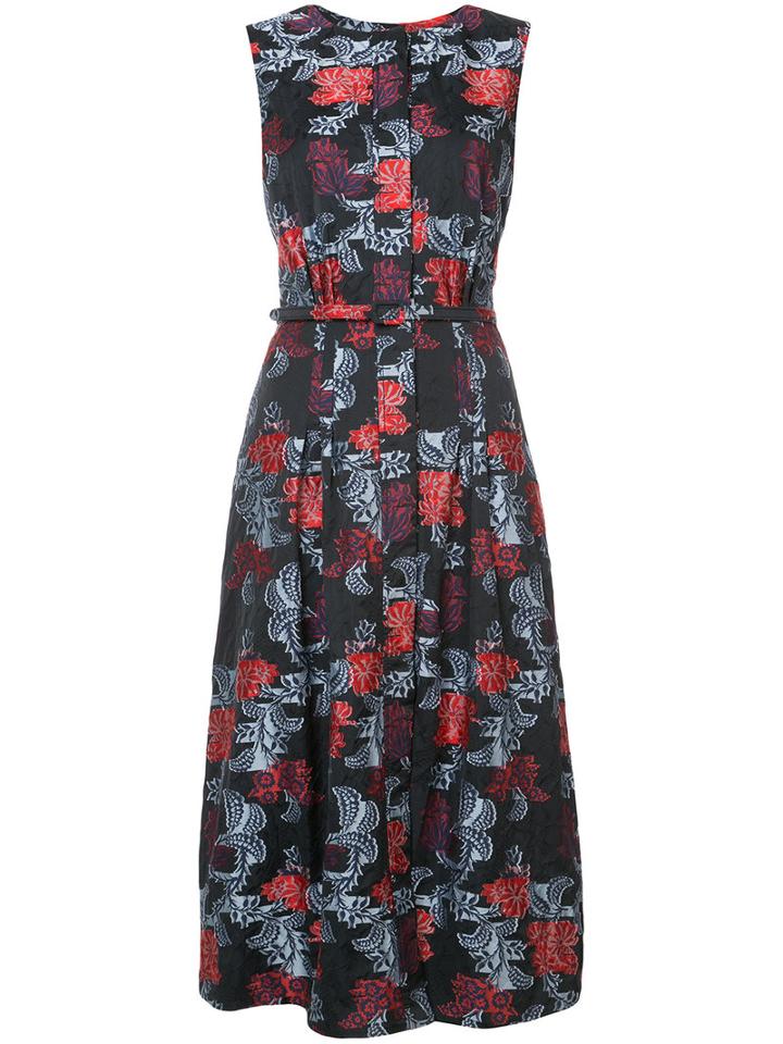 Oscar De La Renta - Floral Print Dress - Women - Silk/polyester - 12, Blue, Silk/polyester