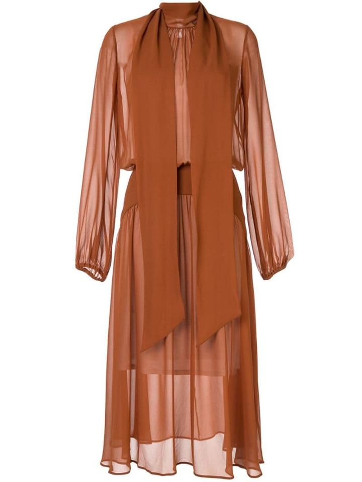 Nº21 Gathered Drape Dress - Brown