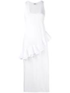 Msgm - Asymmetric Frill Dress - Women - Cotton - L, White, Cotton