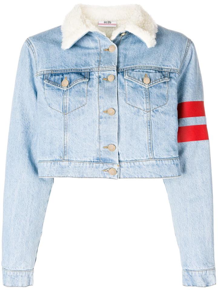 Gcds Cropped Stripe Detail Jacket - Blue