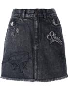 Marc Jacobs Patched Denim Skirt, Women's, Size: 25, Black, Cotton