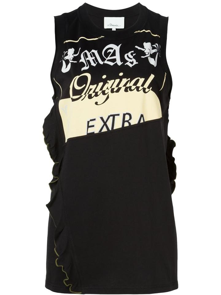 3.1 Phillip Lim Ruffled Trim Tank Top, Women's, Size: Xs, Black, Cotton
