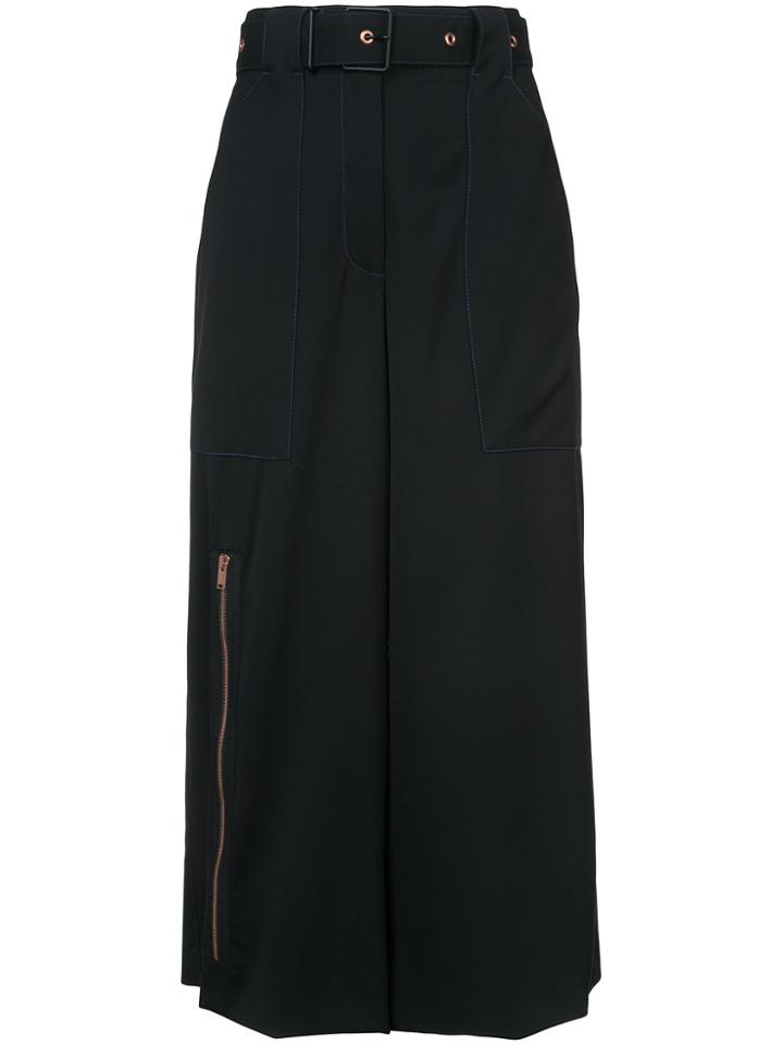 Proenza Schouler Belted Wide Leg Culottes - Black