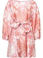 Zimmermann Tie Dye Flared Dress, Women's, Size: 1, Pink/purple, Viscose/silk