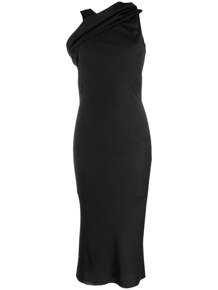 Rick Owens Draped Shoulder Midi Dress - Black