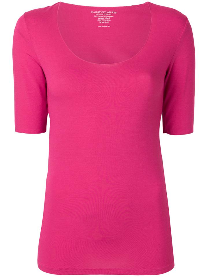 Majestic Filatures U-neck Slim T-shirt - Pink & Purple