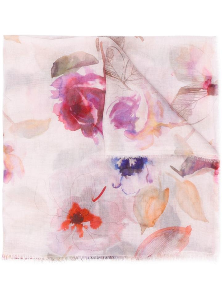 Faliero Sarti Fringed Floral Scarf - Pink