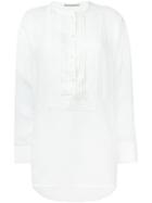 Ermanno Scervino Embroidered Tunic Blouse, Women's, Size: 40, White, Ramie/cotton