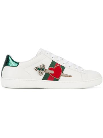 Gucci Ace Heart Dagger Sneakers - White
