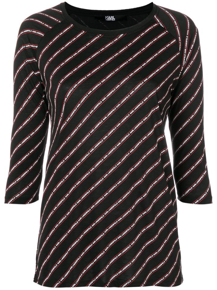 Karl Lagerfeld Logo Stripe T-shirt - Black