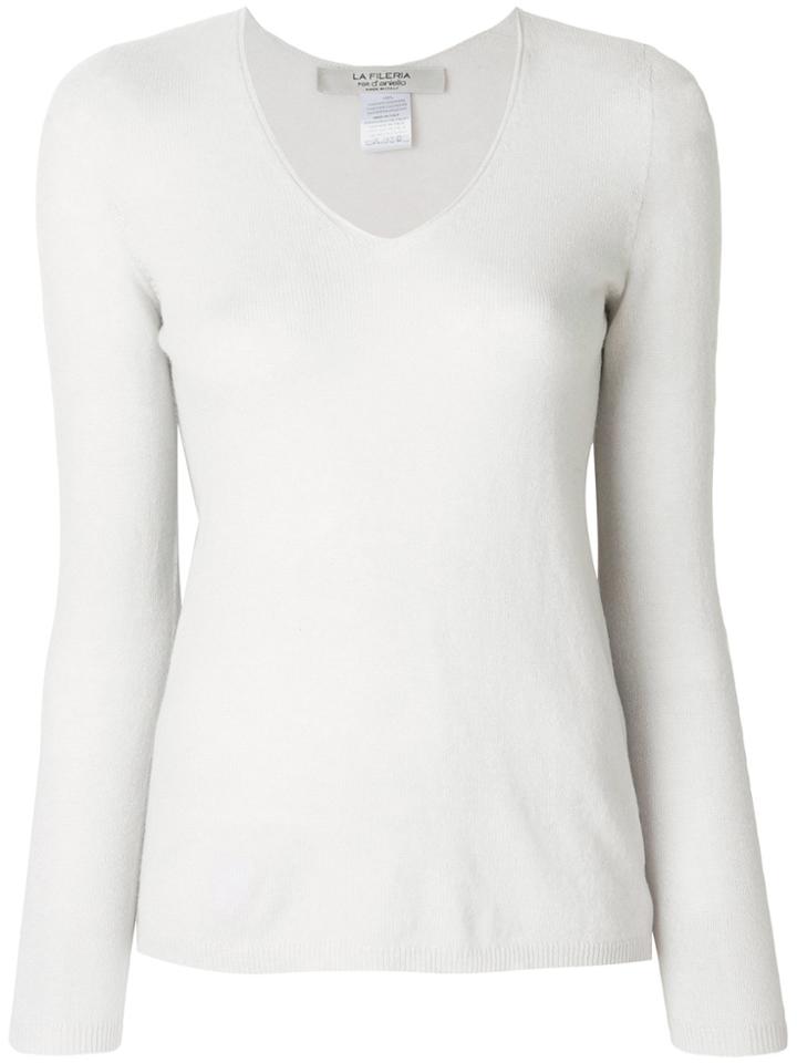 La Fileria For D'aniello V-neck Jumper - Grey