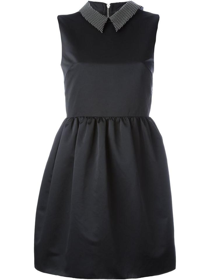 Mcq Alexander Mcqueen Studded Collar Party Dress, Women's, Size: 42, Black, Polyester/viscose